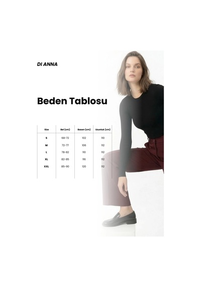 Dıanna Kadın Wide Leg Detay Dikiş Esnek Palazzo Pantolon Bordo