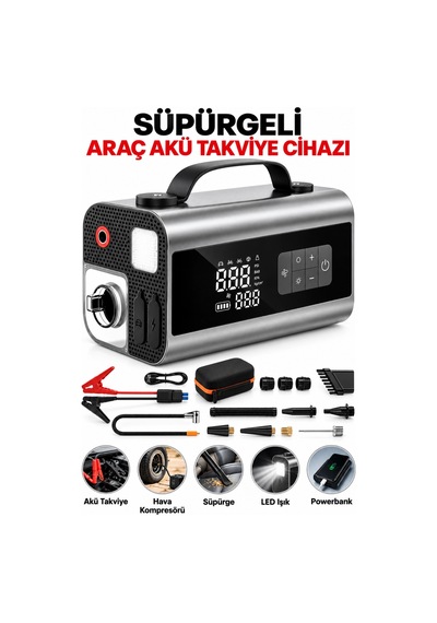 Castu Cs69 Plus Max 10 İn 1 Akü Takviye Cihazı 18000 Mah Kompresör Araç Süpürgesi Powerbank