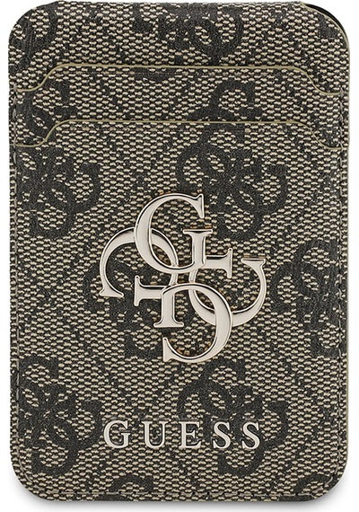 Guess Lisanslı Pu Deri 4g Desenli Metal Büyük 4g Ve Yazı Logolu Standlı Magnetik Kartlık Kahverengi
