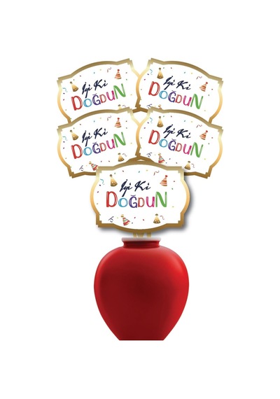Konuşma Balonu 5li Set İyi Ki Doğdun Renkli Yazı Ve Varak Çerçeve Doğum Günü Akasesuarı 17x12cm +3