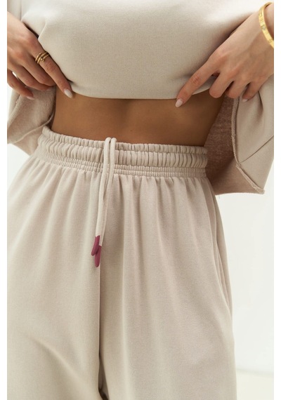 Mai Collection Mai Studios Co. Vero Bej Crop Eşofman Takım Bej