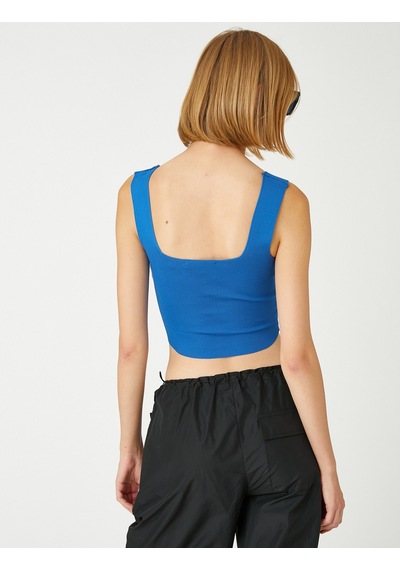 Koton Crop Atlet Kalın Askılı Kare Yaka Saks 3wak30017ht 3WAK30017HT968