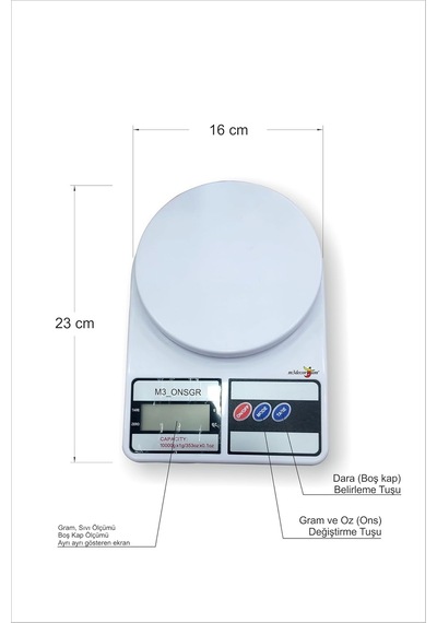 Mutfak Yemek Aktar Kasap Manav Şarküteri Aşçı İçn Hassas Lcd Dijital Elektronik Terazi Baskül Kantar Çok Renkli