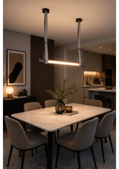 Modern Premium Led Sarkıt Avize Halka Tasarım Salon Yemek Odası Avizesi 40w 3 Renk Işık Beyaz