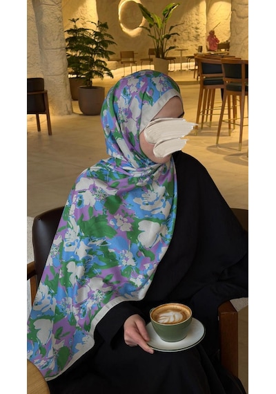 Qalortex Scarf Pamuklu Garden Desen Şal-bebe Mavi