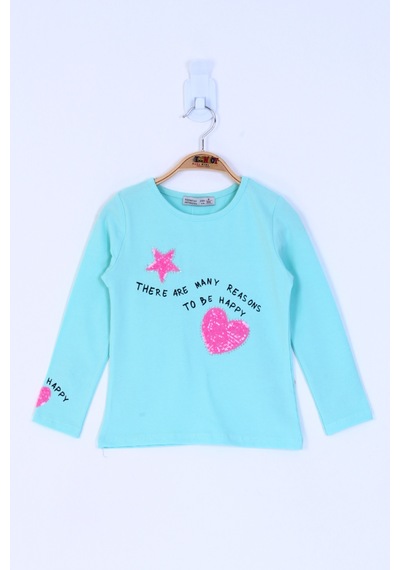 Toontoy Kız Çocuk Pul İşlemeli Sweatshirt Ekru