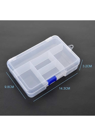 5 Bölmeli Şeffaf Plastik Organizer Kutu 14x9.5x3cm Elektronik Komponent Vida Direnç Saklama Kutusu