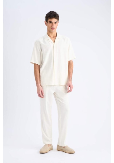 Defacto Yazlık Viskon Jogger Pantolon Regular Fit Normal Kesim Keten Karışımlı Düz Paça Cepli B4867ax25smbg686 Bej