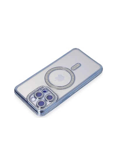 Newface Apple iPhone Uyumlu 15 Pro Max Kılıf Joke Simli Magneticsafe Kılıf - Mavi Diğer