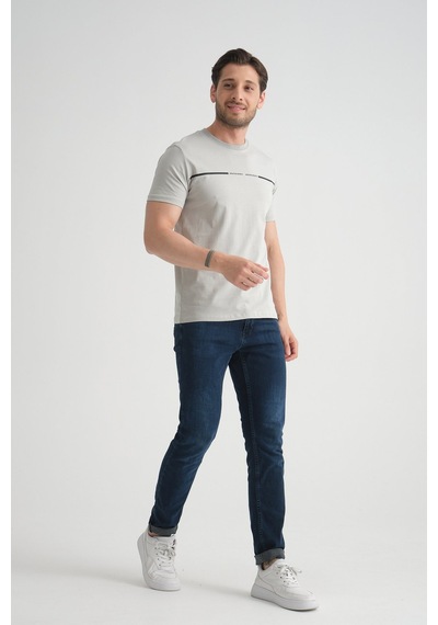 Shooter Sportwear Shooter Erkek T-shirt %100 Pamuk Nefes Alan Bisiklet Yaka Regular Fit Gri
