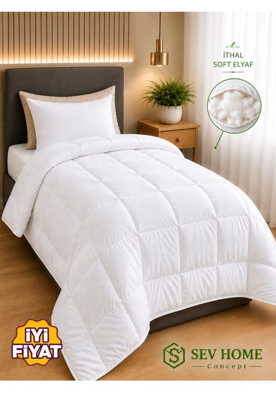 Yumuşak İthal Silikon Elyaf -tek Kişilik Yorgan .microfiber Üst Kumaş Beyaz