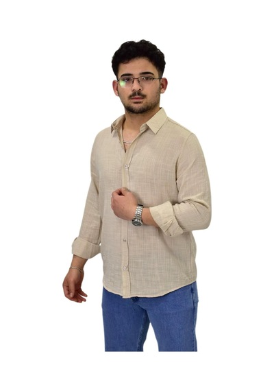 Erkek Spor Silim Fit Uzun Kol Gömlek G5005 Bgl-st04494 Bej