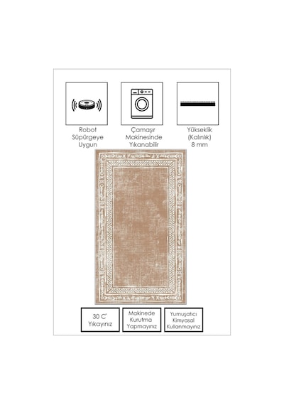West Home Dijital Baskı Yıkanabilir Kaymaz Taban Leke Tutmaz Mutfak Halısı Salon Halısı Ve Yolluk Wh 440 Sand