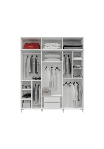 Guneystore Milas Gold 6 Kapaklı %100 Mdf Ayaklı Yüklüklü Gardırop