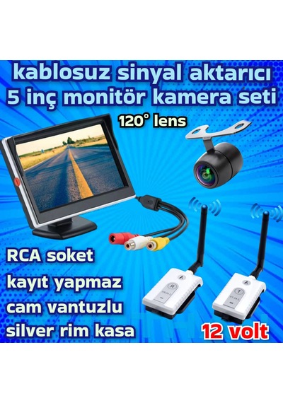 5 İnç Monitör Ve Kablosuz Kelebek Kamera 12 V Kayıt Yapmaz