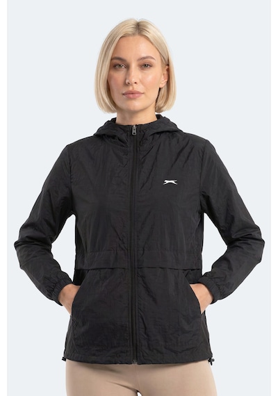 Slazenger Raıd Kadın Kapüşonlu Fermuarlı Siyah Rüzgarlık