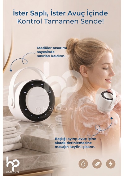5 Başlıklı Elektrikli Duş Vücut Fırçası Hızlı Şarjlı Body Scrubber Masaj Bakım Cihazı