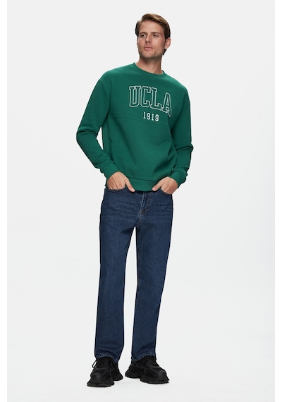 Ucla Sandhıll Yeşil Bisiklet Yaka Nakışlı Loose Fit Erkek Sweatshirt Yeşil