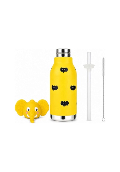 Koı Sarı Fil 500 Ml Paslanmaz Çelik-pipetli Çocuk Termosu Ve Suluk Sarı Sarı