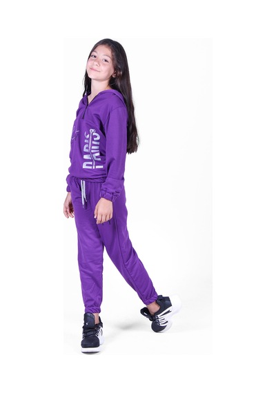 Fyk Kids Kız Çocuk Love City Baskılı Fermuarlı Eşofman Takımı Mor