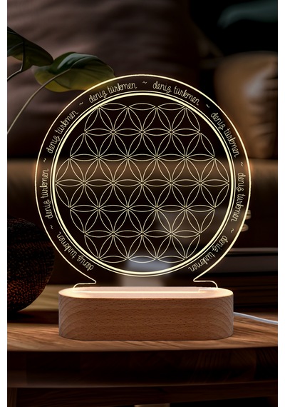 Yaşam Çiçeği Sembollü Kişiye Özel Ledli Gece Lambası Masif Ahşap Tabanlı Usb Kablolu Pleksi Led Gece Lambası Yaşam Çiçeği Sembollü Kişiye Özel Ledli Gece Lambası Masif Ahşap Tabanlı Usb Kablolu Pleksi Led Gece Lambası