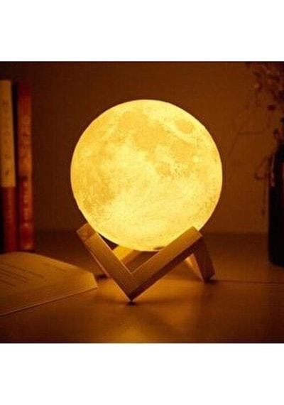 Ahşap Standlı Ay Gece Lambası 12cm Diğer