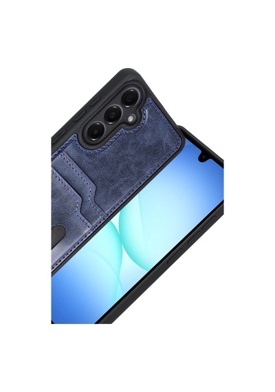 Samsung Uyumlu Galaxy A17 5g Sara Kartvizitli Deri Kılıf Lacivert