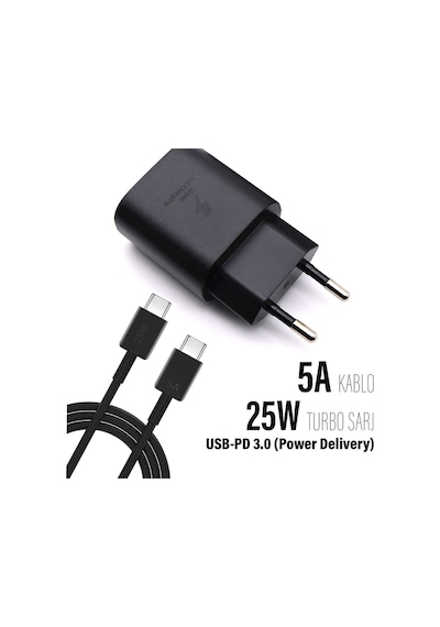 Samsung A73 5g Uyumlu Hızlı Şarj Cihazı Type c 25w Pd 5a Kablo Galaxy A34 Aleti
