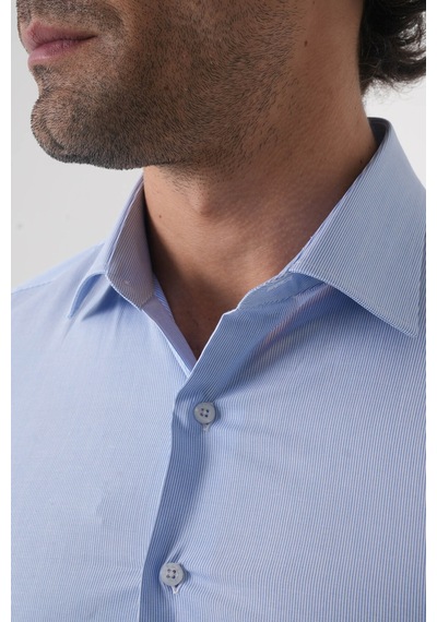 Bisse Modern Fit Pamuk Mavi Erkek Gömlek Gmkls092230024 D35 Mavi