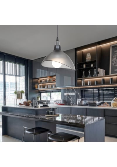 Handel Mika Tekli Tavan Sarkıt Avize Buzlu Füme Renk Mutfak Hol Cafe İşletme Avize Beyaz