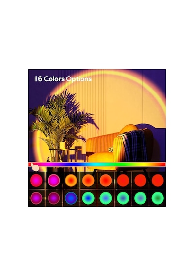 Kyrotech Rgb Sunset Gün Batımı Projektör, 16 Renk Modlu, Led Ambiyans Işığı, Hd Kristal Lens, 360 Döner Başl