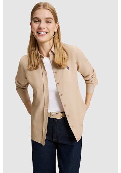 U.S. Polo Assn. Kadın Camel Uzun Kollu Basic Gömlek 50324791-vr015