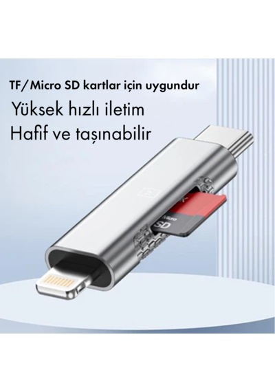 Microcase Çift Girişli Lightning Ve Type-c Kart Okuyucu-al5808