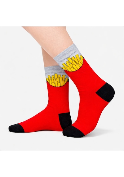 Carnaval Socks Patates Çubukları Desenli Renkli Çorap Çok Renkli
