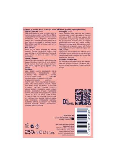 Celenes By Sweden Somon Dna Pdrn Onarıcı & Yenileyici Yüz Yıkama Jeli, 250 Ml