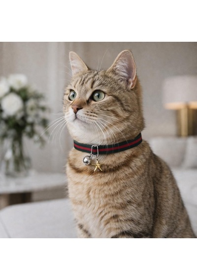 Zilli Kedi Tasması/charm Detaylı/ Yeşil Kırmızı Yeşil - Kırmızı