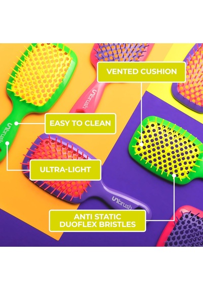 Unbrush Islak Ve Kuru Havalandırmalı Dolaşık Açıcı Saç Fırçası, Limon Kireç Yeşili
