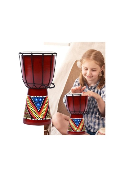 Djembe Davul Darbuka Renkli Afrika El Yapımı 25cm Çocuk Bongo Kongo No.2