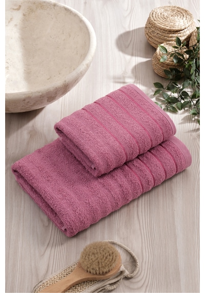 Eponj Home 2li Havlu Seti Dalga 50x85cm+70x140cm Mürdüm Mürdüm