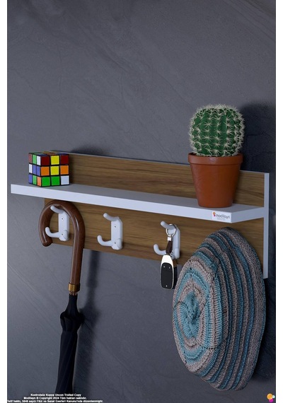 Kedi 12 Kancalı Hol Askısı 3'lü Set 61,4x19 Cm - Şık Tasarım, Çok Amaçlı Düzenleyici Ve Yer Tasarrufu Kahverengi