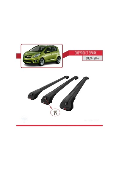 Chevrolet Spark 2009-2014 Arası İle Uyumlu Ace-1 Ara Atkı Tavan Barı Siyah 3 Adet Bar