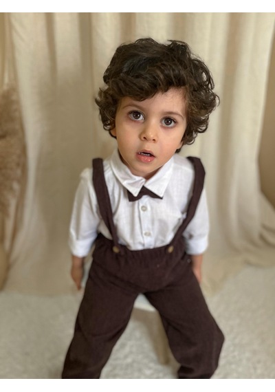 Miababy Papyonlu Fitilli Üçlü Takım kahverengi