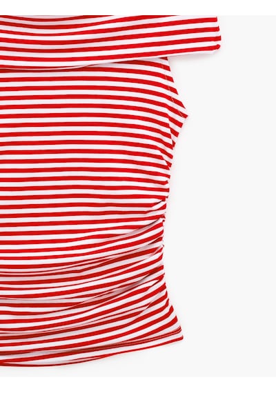 Koton Koton X Sibil Çetinkaya - Slim Fit Drape Detaylı Çizgili Omzu Açık Bluz Kırmızı Çizgili 6sak10105uk Koton Koton X Sibil Çetinkaya - Slim Fit Drape Detaylı Çizgili Omzu Açık Bluz Kırmızı Çizgili 6sak10105uk