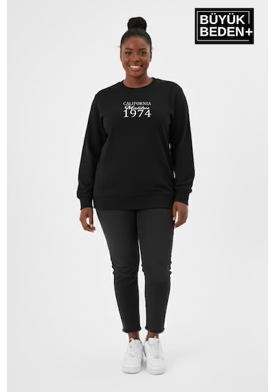Süperlife Kadın Büyük Beden California 1974 Baskılı Bisilet Yaka İnce Sweatshirt Spr26bswk956-2 Siyah Süperlife Kadın Büyük Beden California 1974 Baskılı Bisilet Yaka İnce Sweatshirt Spr26bswk956-2 Siyah