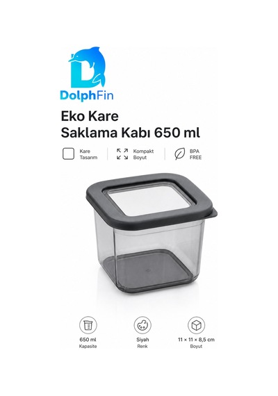Eko Kare Saklama Kabı 650 Ml Siyah 11 11 8,5 Cm