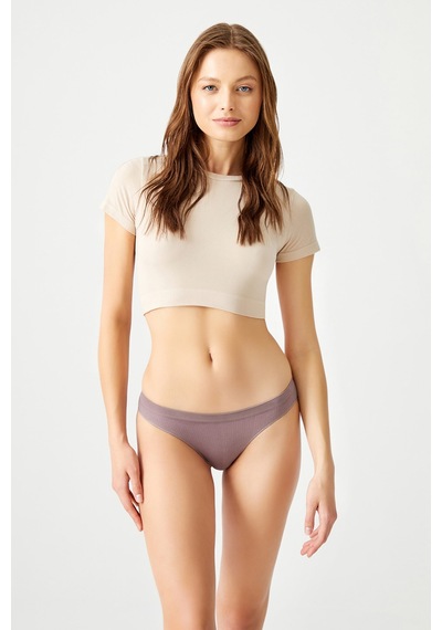 Los Ojos Mor Fitilli Seamless Klasik Külot Ribbed Classic Mor