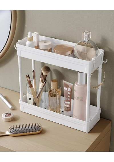 Rafata Çok Amaçlı 2 Katlı Evye Altı Düzenleyici Askılı Banyo Dolap İçi Organizeri Rafı Standı Plasti Diğer