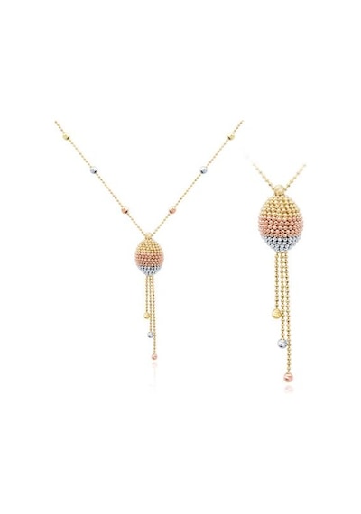 Diamond Line-Gülaylar - 3 Renkli Altın 14 Ayar Toplu Kolye N11.24646