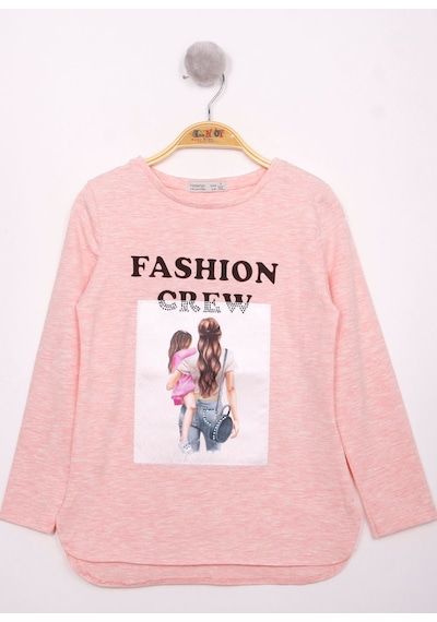 Toontoy Kids Toontoy Kız Çocuk Fashion Baskılı Tişört Pembe Melanj