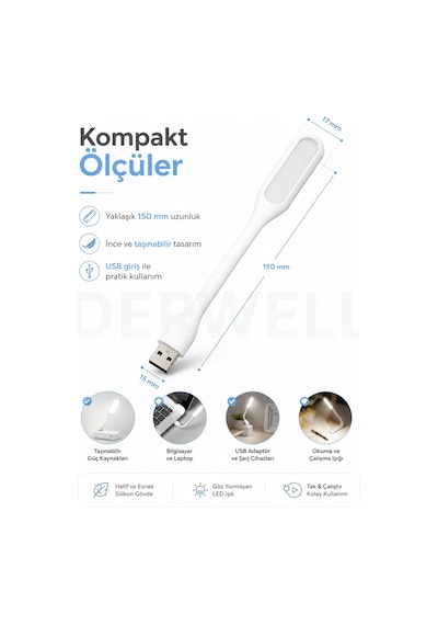Esnek Usb Led Lamba Powerbank Laptop Ve Pc İçin Taşınabilir Gece Lambası Ve Kitap Okuma Işığı 5 Farklı Renk Seçeneği Mavi Kırmızı Turuncu Beyaz Yeşil